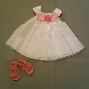 Girls Rare Editions White Dress with Pink Sandal
