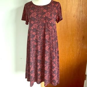 Lularoe Carly Black and Red Floral Print
