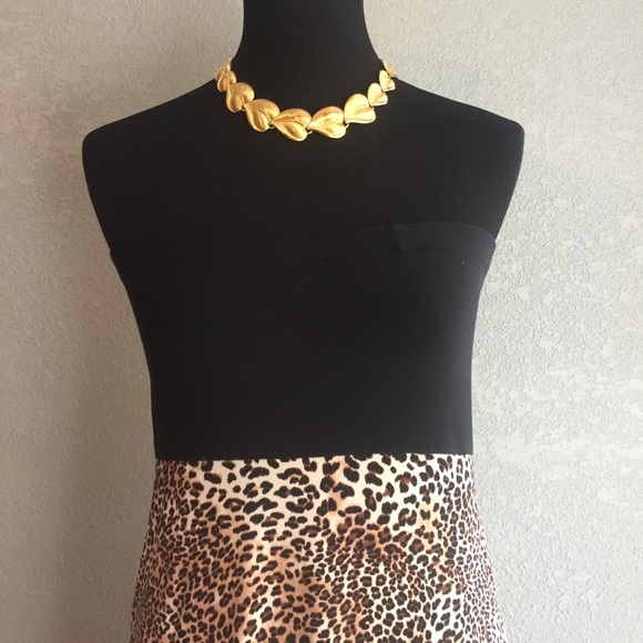 MSK Dresses Msk Black Leopard Print Tube Maxi Dressskirt S Poshmark