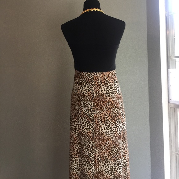 MSK Dresses Msk Black Leopard Print Tube Maxi Dressskirt S Poshmark