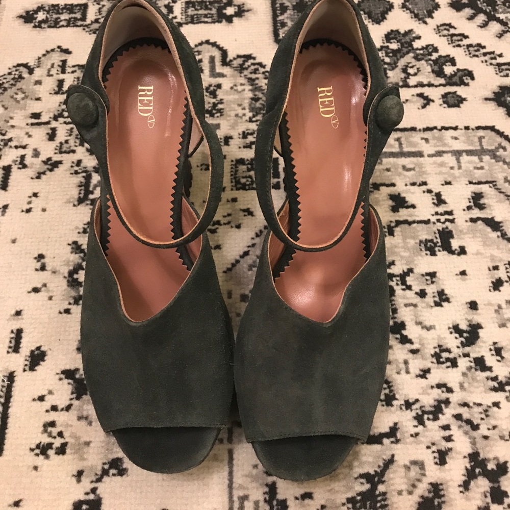 Red Valentino green suede pumps