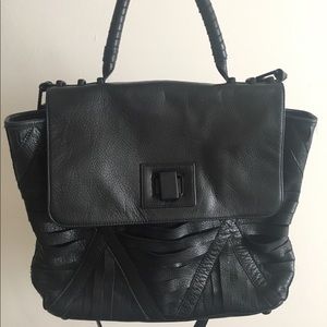 L.A.M.B black leather messenger bag