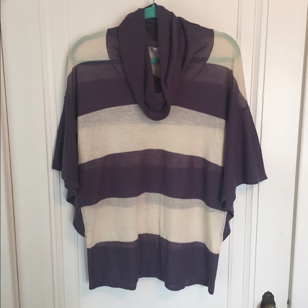 Cowl neck striped sweater