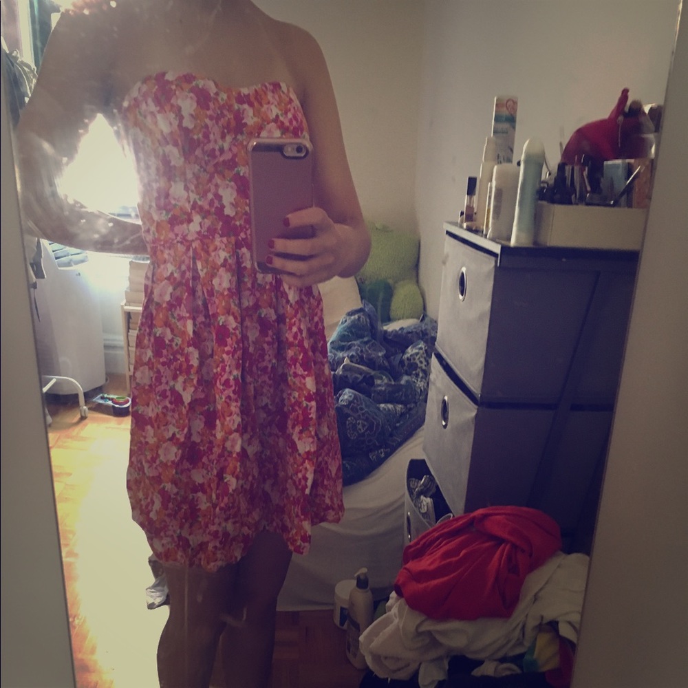 Floral strapless sun dress