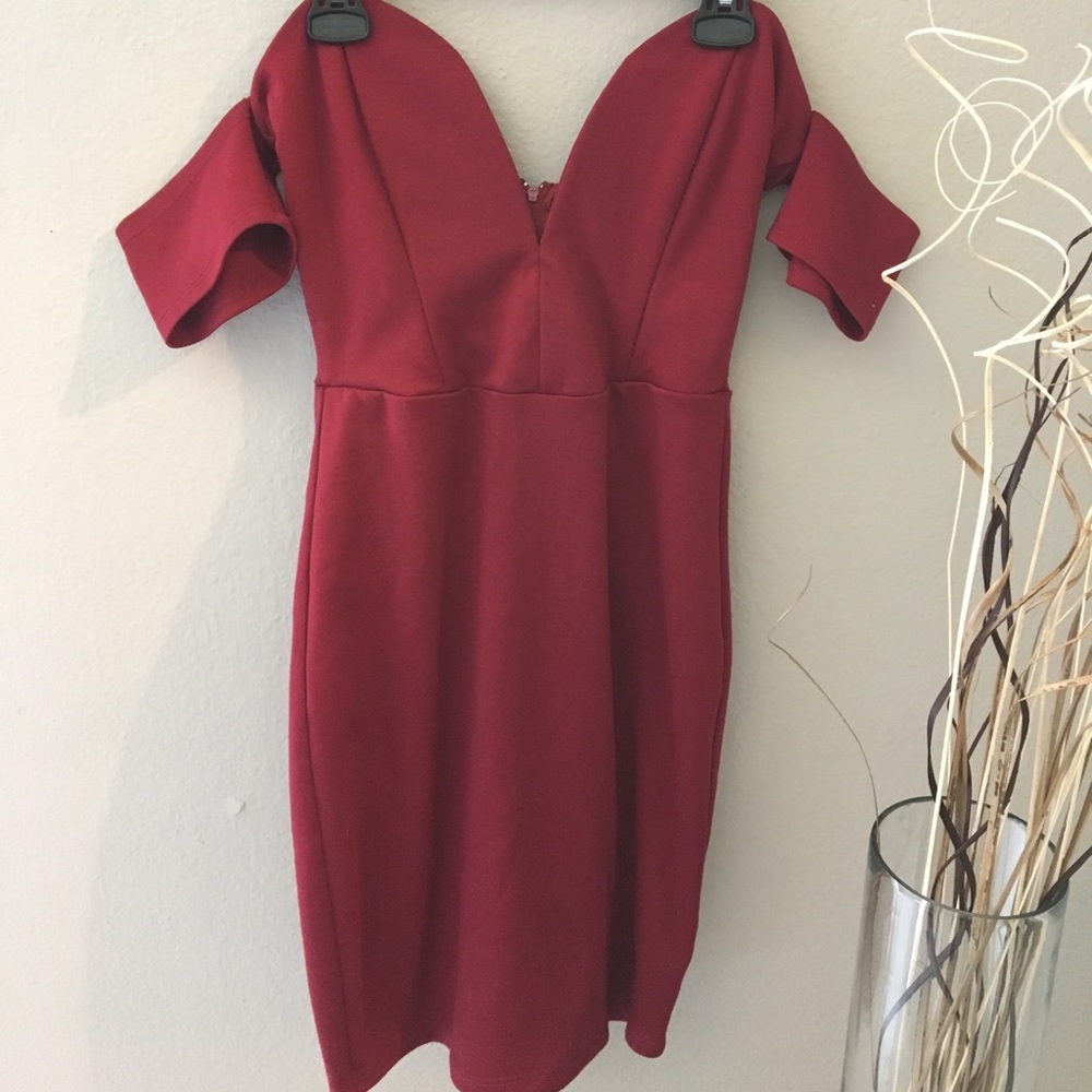 Maroon plunge dress