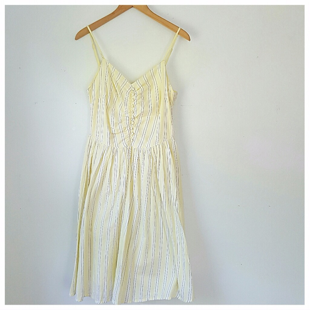 H&M Cotton Dress Pale Yellow Pinstripe SIZE SMALL