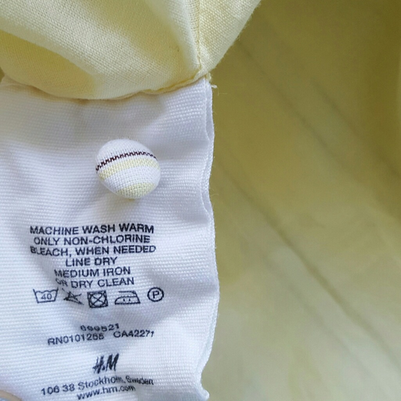 H&M Cotton Dress Pale Yellow Pinstripe SIZE SMALL - Picture 7 of 7