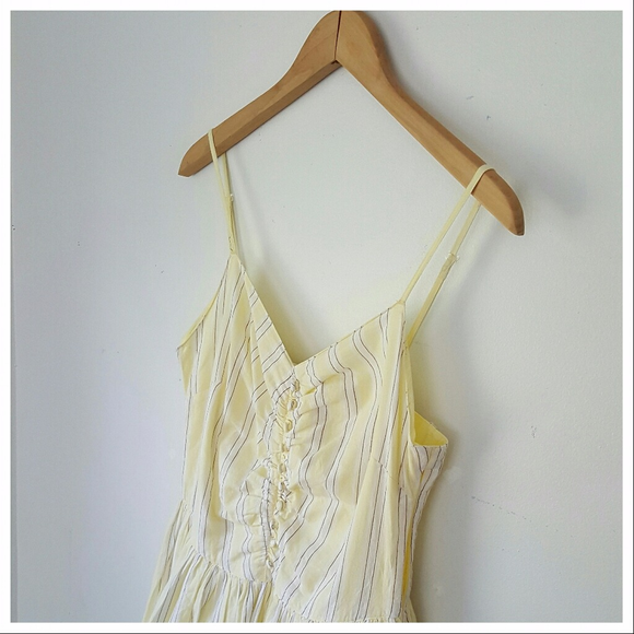 H&M Cotton Dress Pale Yellow Pinstripe SIZE SMALL - Picture 3 of 7