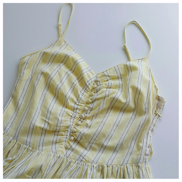 H&M Cotton Dress Pale Yellow Pinstripe SIZE SMALL - Picture 2 of 7