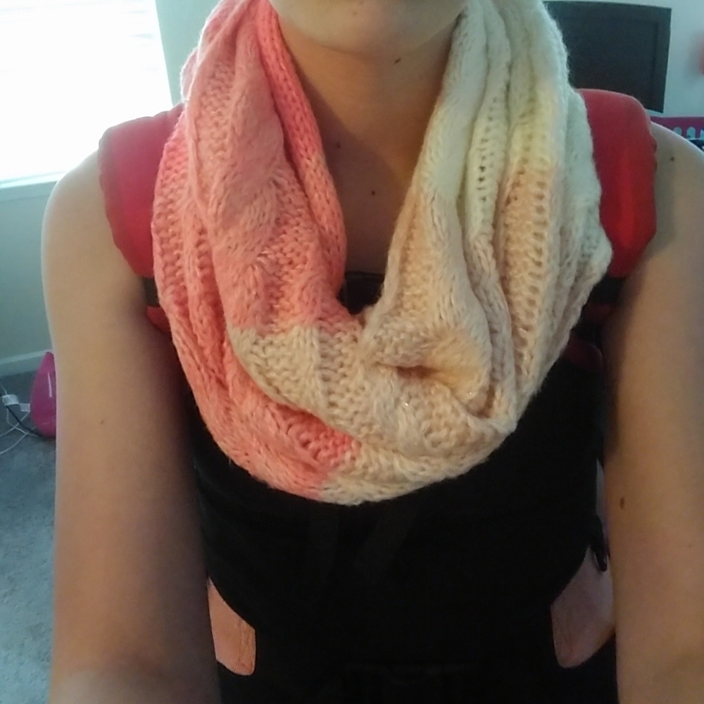 Old Navy Orange and White Infinity Scarf