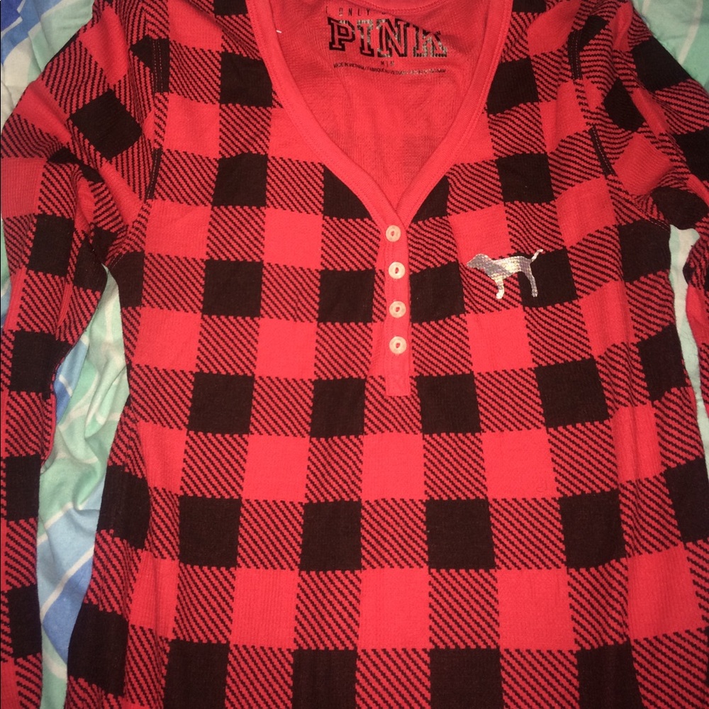 Pink long sleeve plaid💕✨✨✨