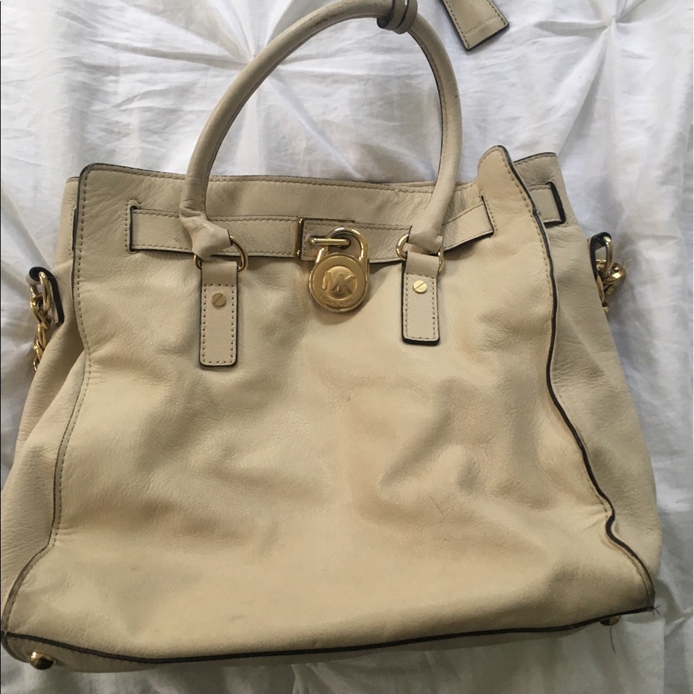 Cream colored handbag