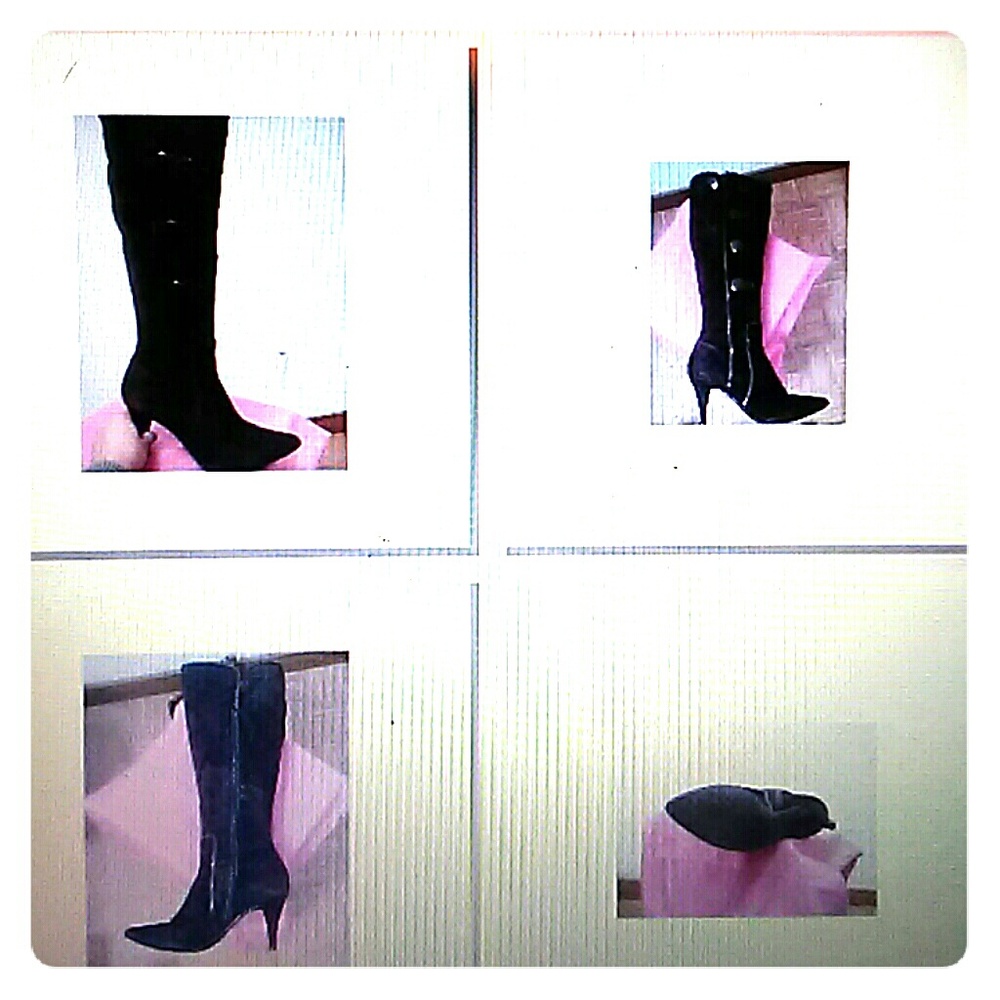 Suede knee high boot heels