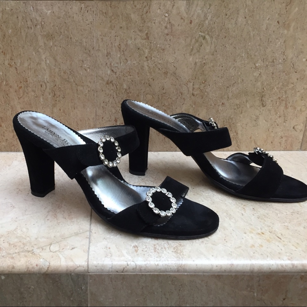 Taryn Rose suede & rhinestone evening sandal