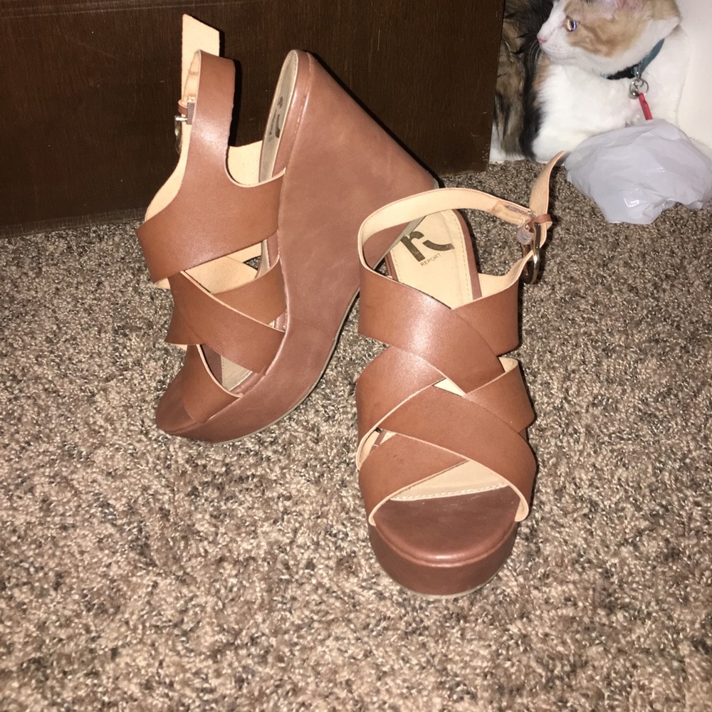 Brown strappy wedges