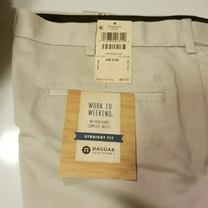 HAGGAR Men's work to weekend straight khakis