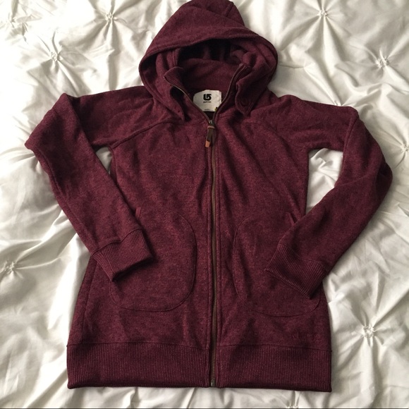Burton Tops - Burton Snowboard Maroon Full Zip Hoodie