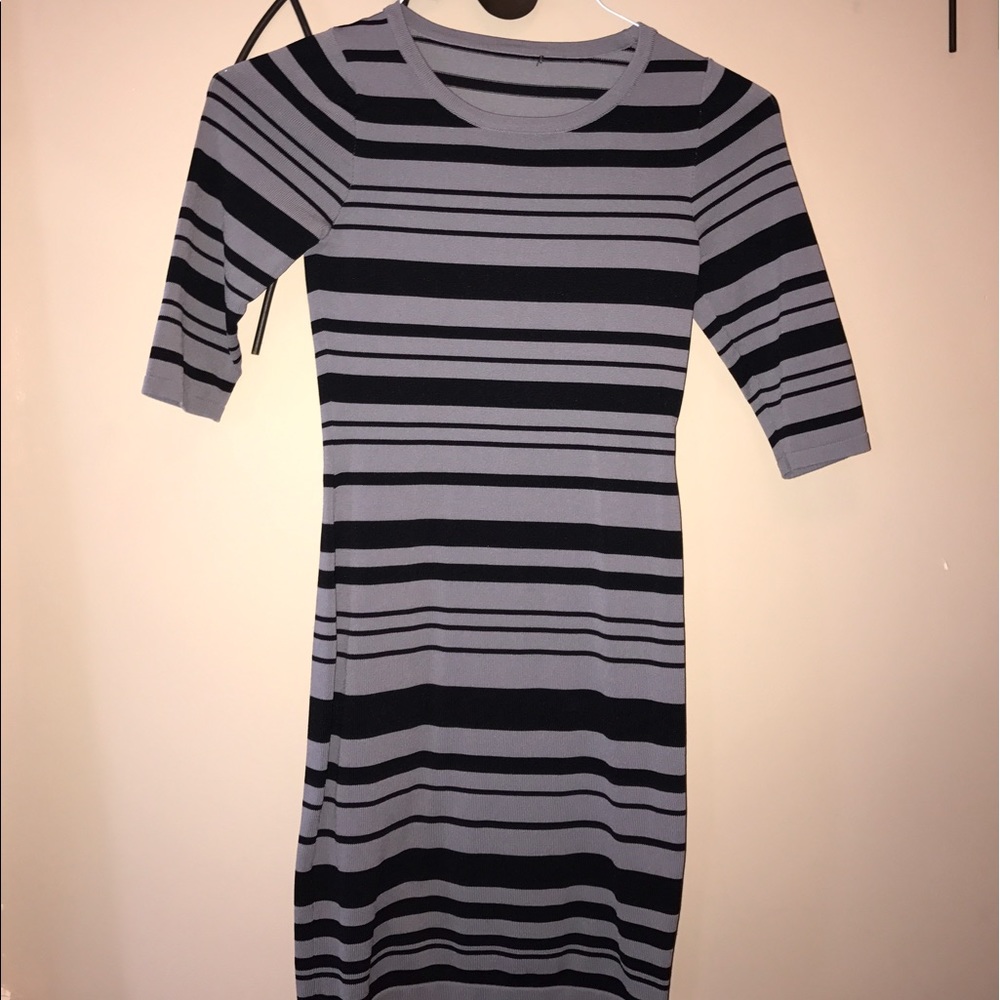 Grey and black striped dress