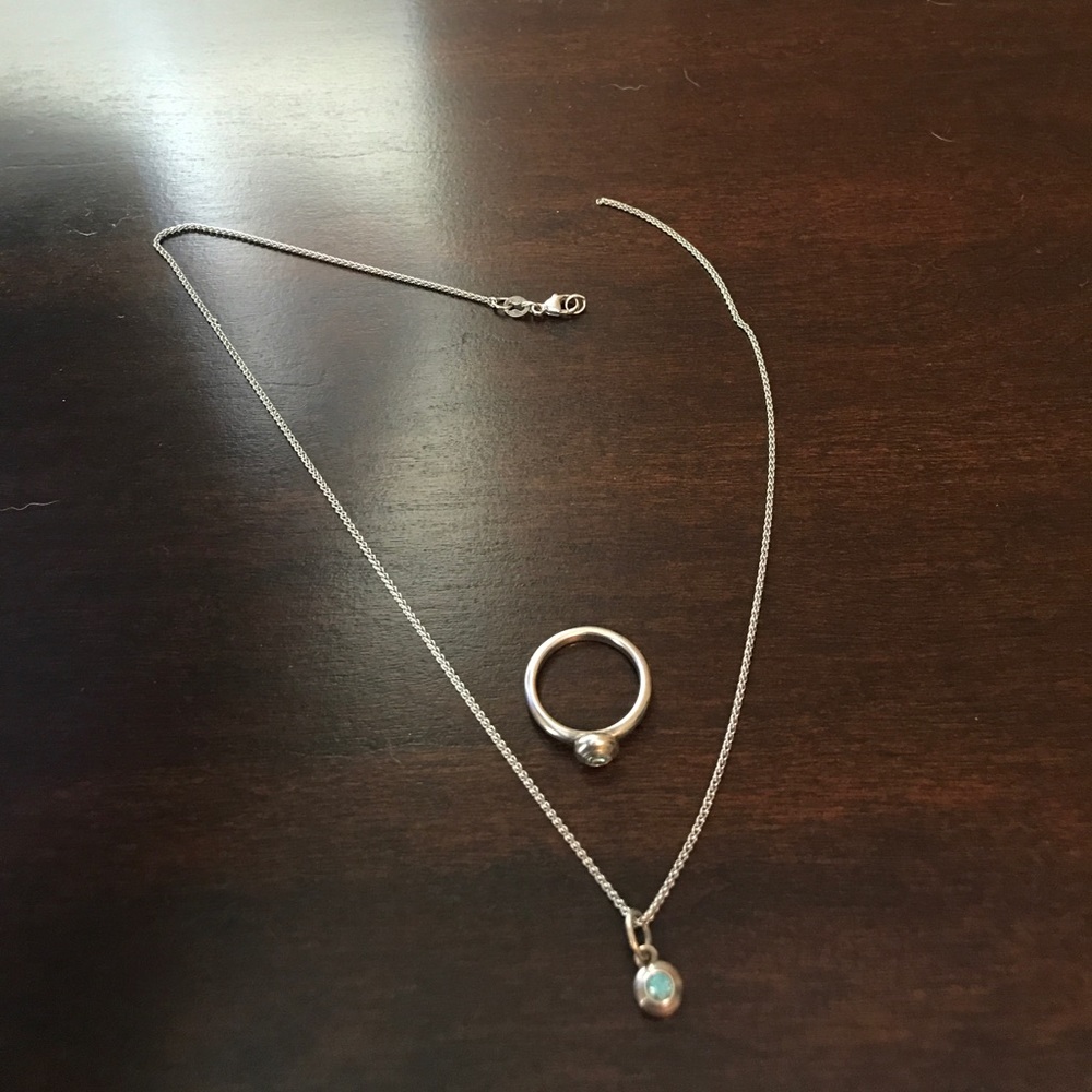 James Avery birth stone necklace (broken) & ring