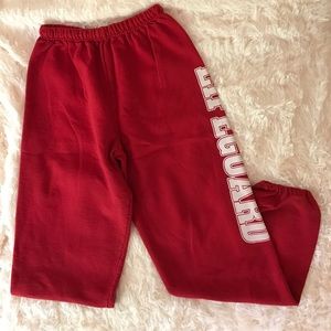 Red lifeguard sweatpants