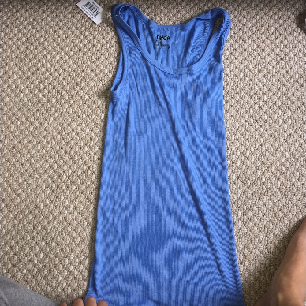 blue ripped tank top