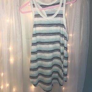 Blue white and black tank top