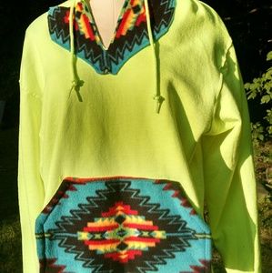 Upcycled jerzee large hoodie in bright yellow