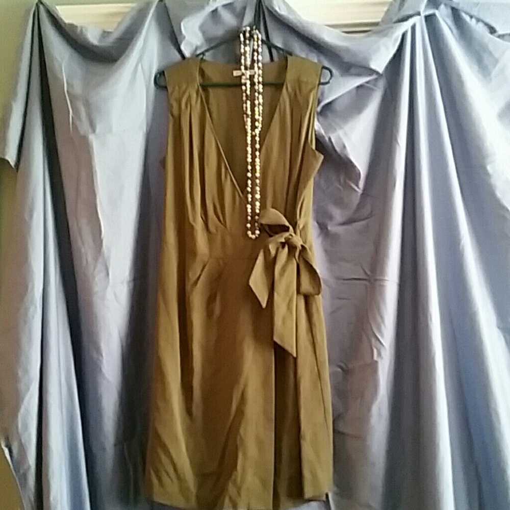Dark sage green wrap dress
