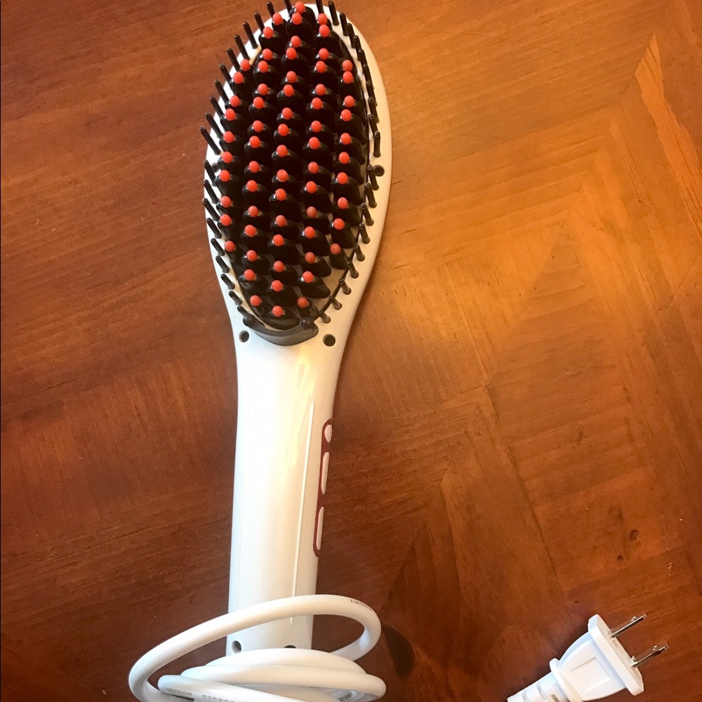 Hair brush straightener