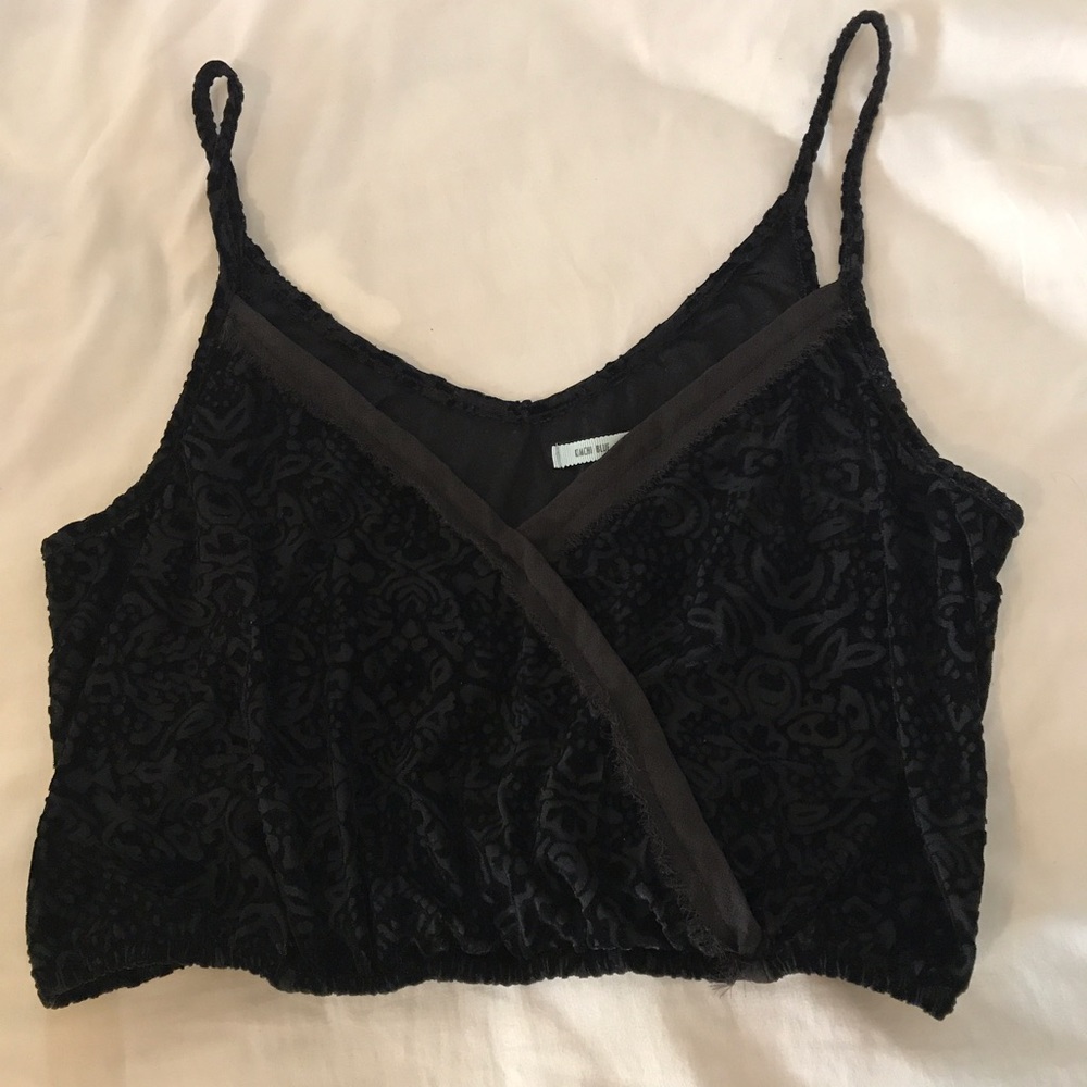 Black crushed velvet crop top