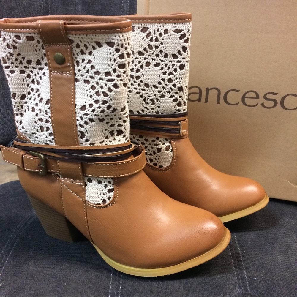 Francesca's Crochet Heeled Boots NEW