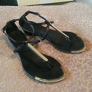 Black and gold rhinestone sandals