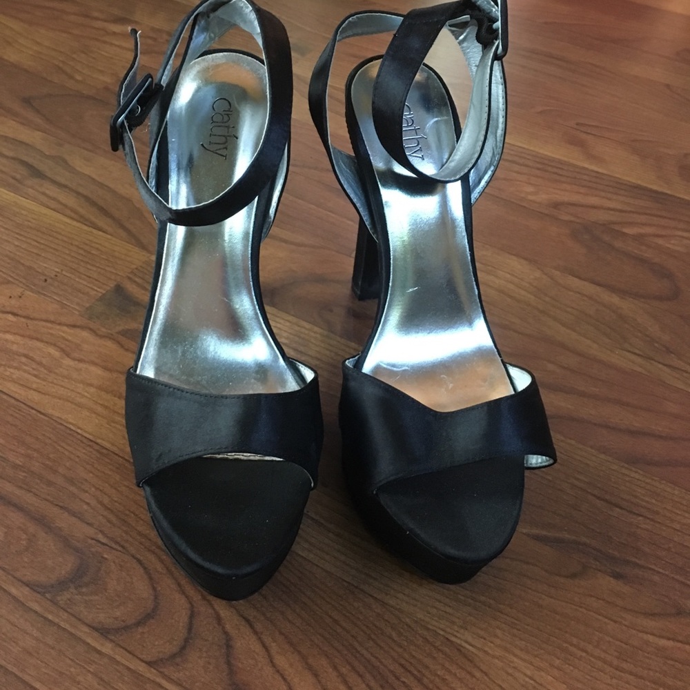 Black stilettos with ankle strap
