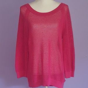 Pink fishnet-esque sweater