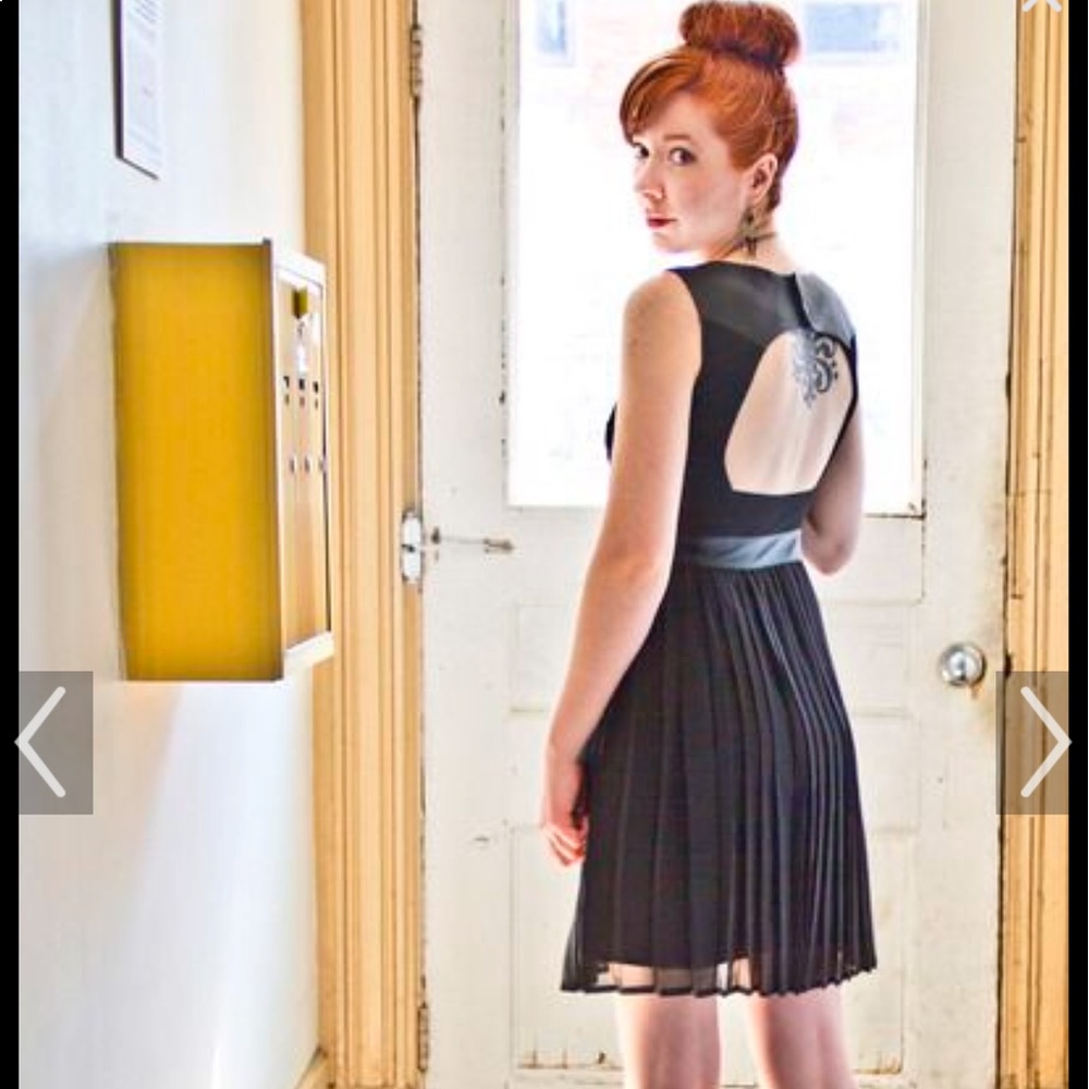 H&M black pleated dress