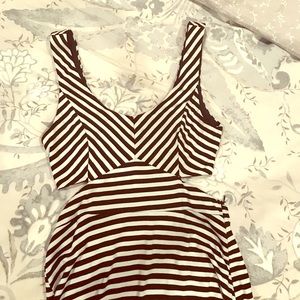 Floor length Black and white striped Dress