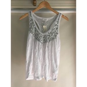 Aéropostale White Sequin Tank Top
