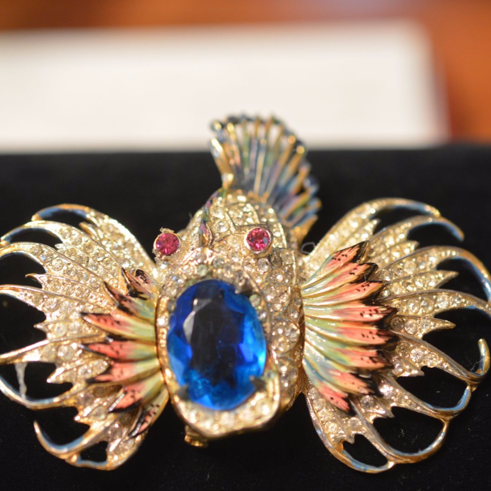 Vintage Corocraft Sterling 'Rock Fish'  Brooch
