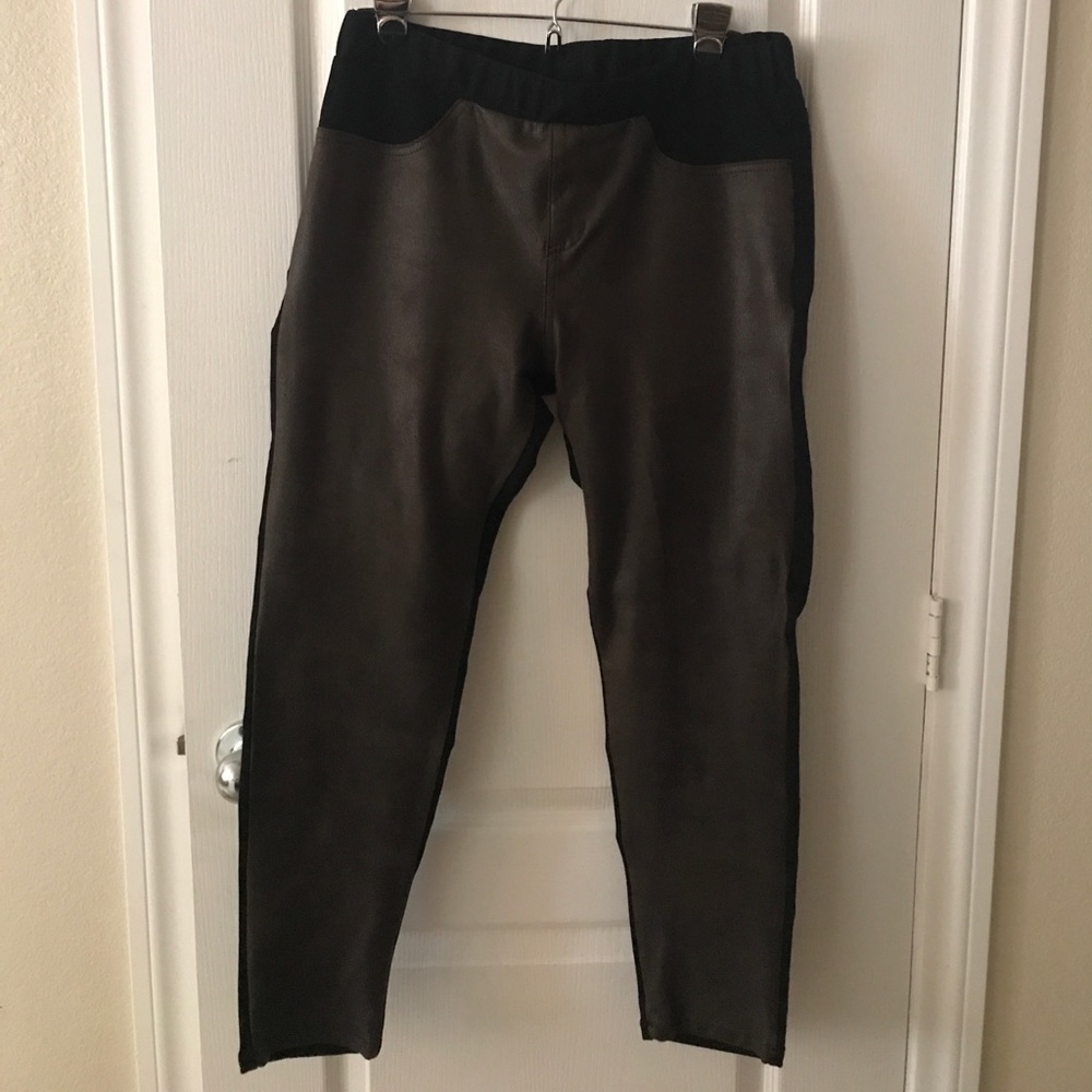 Faux brown leather leggings