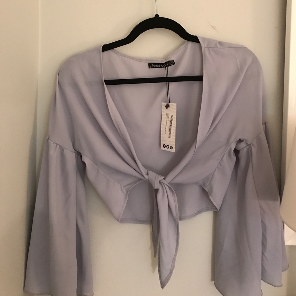 Blue tie front crop top new with tags