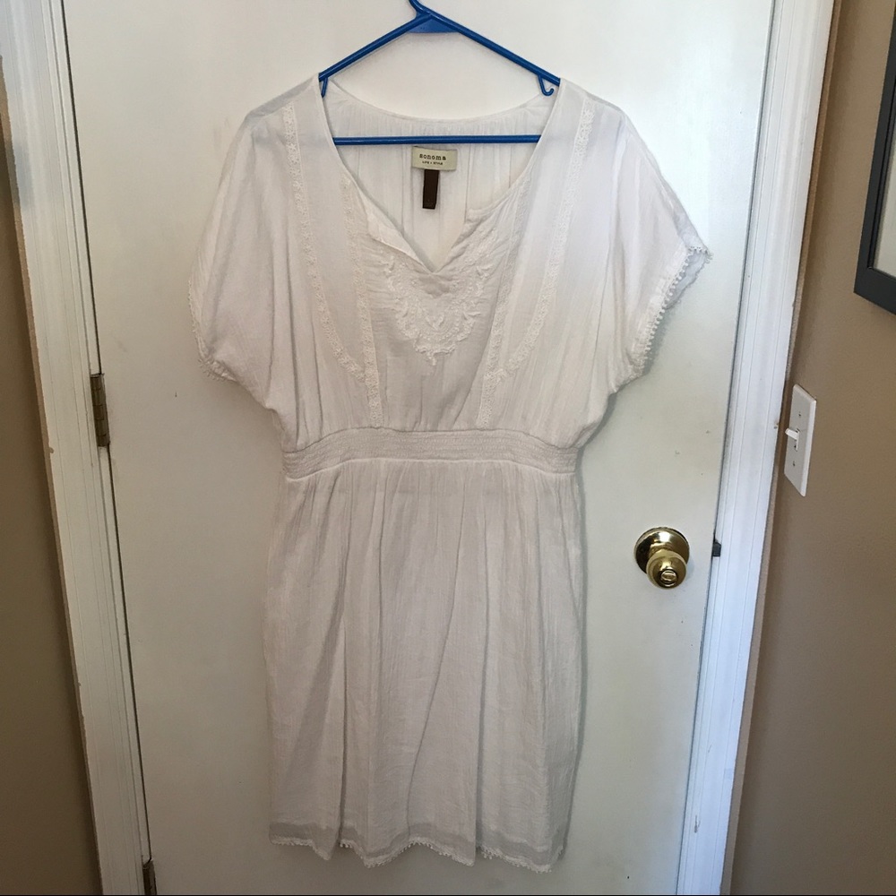 White Sonoma midi dress v-neck front design