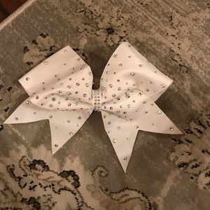 White Rhinestone cheer bow