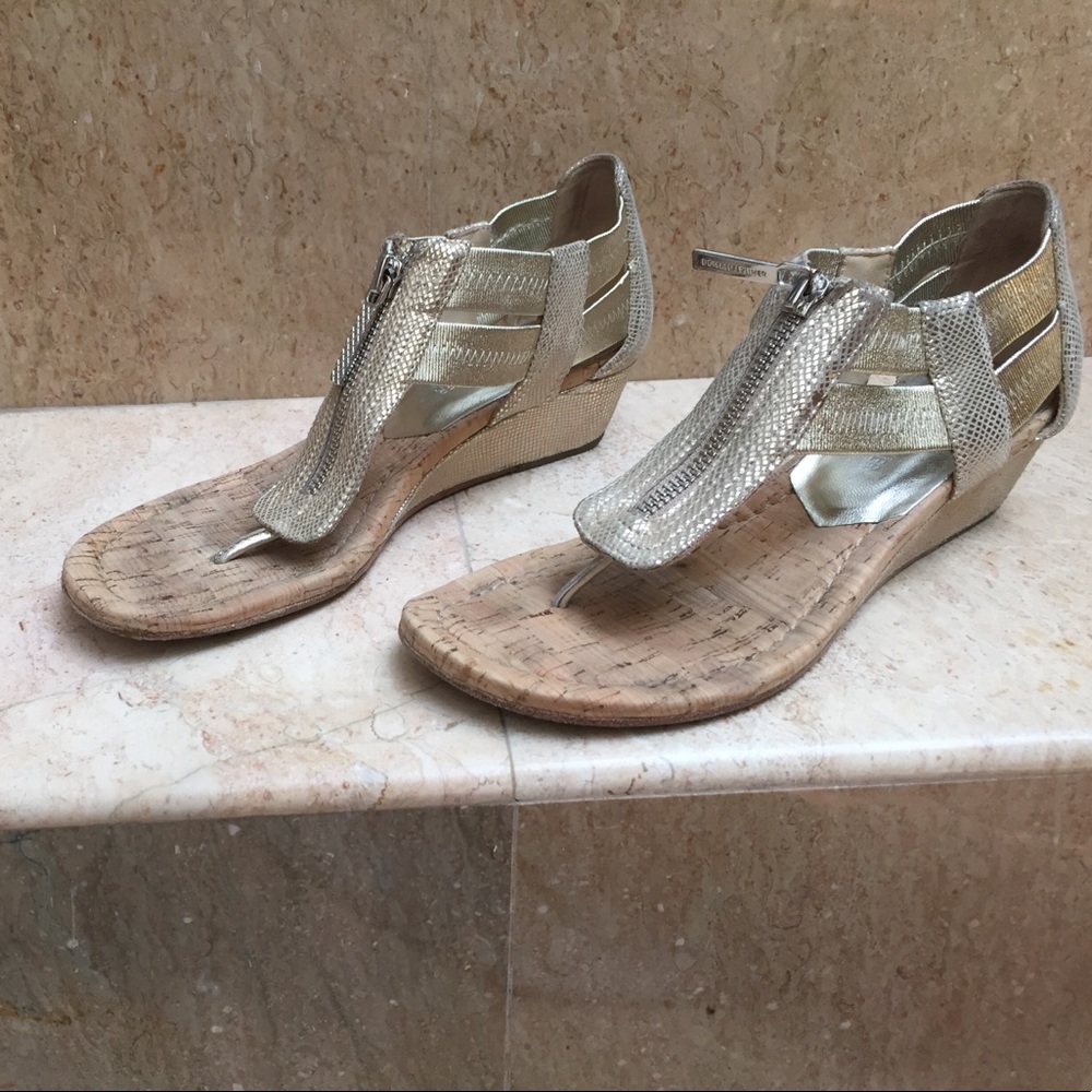 Donald J Pliner wedge cork and zip sandals