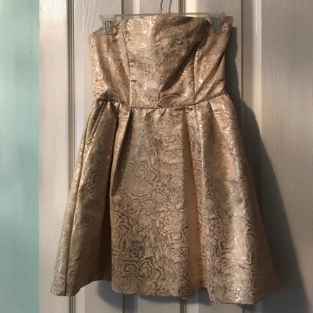 Gold/metallic strapless dress from forever 21