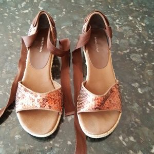 Nordstrom Little Girls Wedge Sequins Brown Shoes