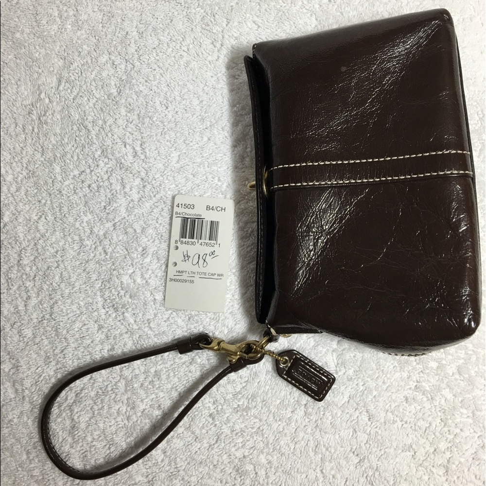 Vintage Coach Hampton, Chocolate Leather Wristlet #41503, Original Owner, EUC