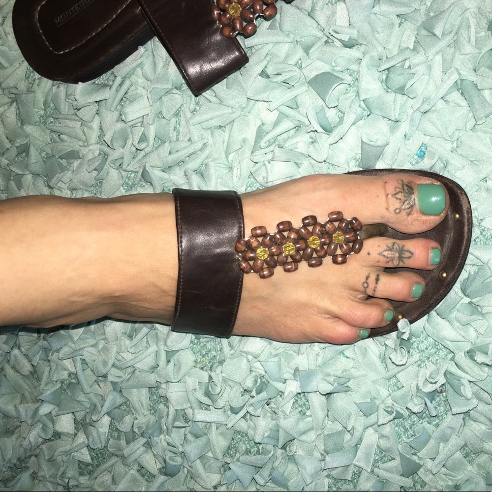 Bead accented sandals