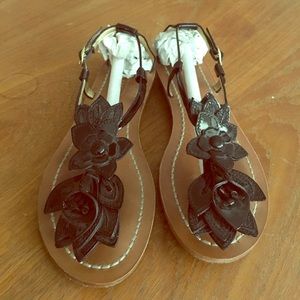 Coach sierra strappy black sandals with Lilies