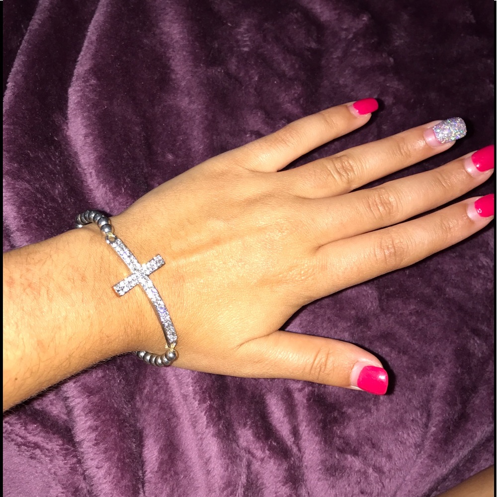 Diamond cross bracelet