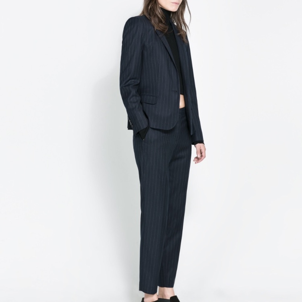 Zara navy pinstripe trousers small